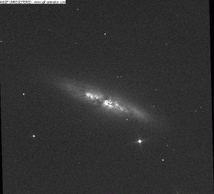 Wo die Supernova 2014J in M 82 aufleuchtet: ein Bild vom Vormittag des 22. Januar – mit einem ferngesteuerten Teleskop in New Mexico aufgenommen – gegen eines mit dem 2m-Faulkes-Teleskop Nord vom letzten November geblinkt. [Ernesto Guido, Nick Howes und Martino Nicolini]