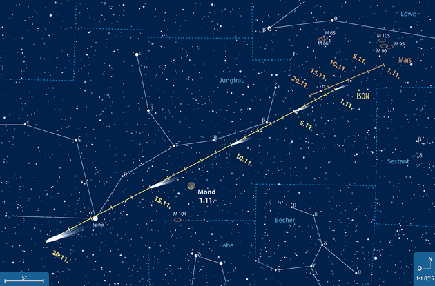 Bahn des Kometen bis 20. November [F.Gasparini, interstellarum]