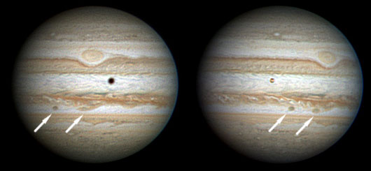 Der Fleckenausbruch in Jupiters NTrZ am 19. und 21.6. [Christopher Go]