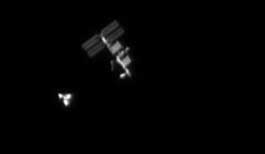 ISS und Raumfähre Discovery kurz vor dem Andocken am 9.2.2008. [Stefan Schwager]