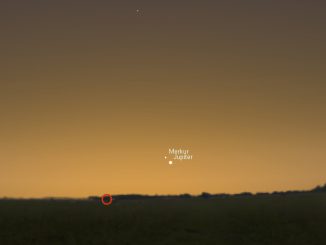 Merkur und Jupiter am 11.10.2016 um 7:00 MESZ.