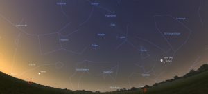 Saturn und Mond in der Morgendämmerung am 14.5.2017 5:00 MESZ