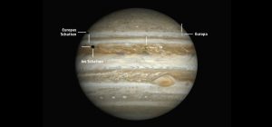 Jupiter mit zwei Monden und Doppelmondschatten